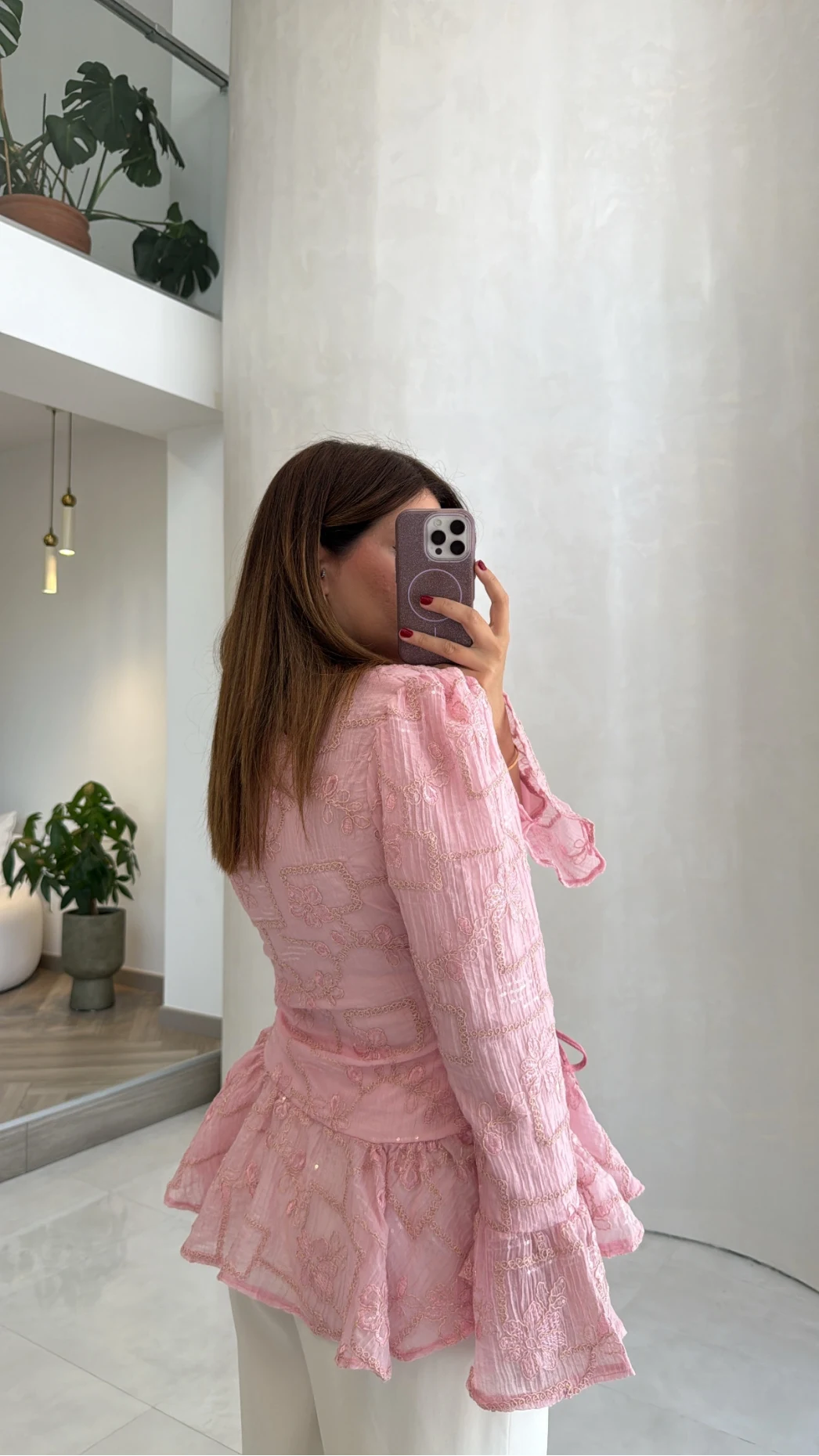 Prenses Dantel Bluz - Pembe - Kod: 105332