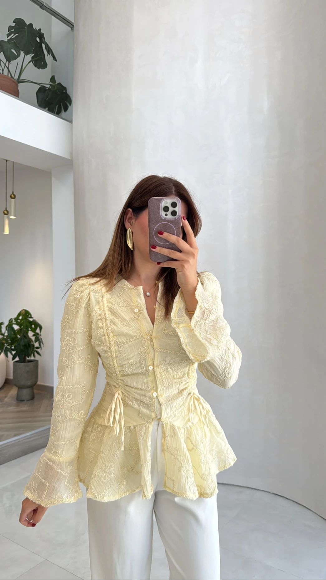 Prenses Dantel Bluz - Sarı - Kod: 105332