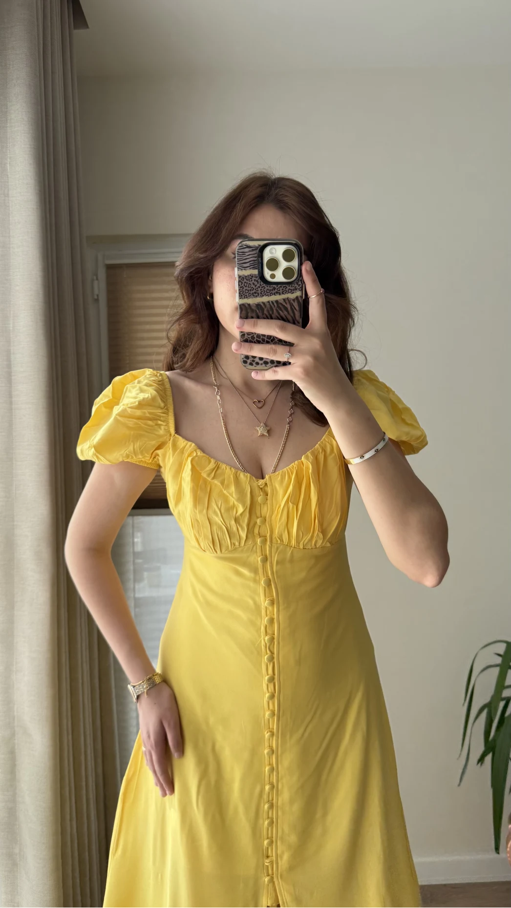 Prenses Yaka Sarı Astarlı Elbise