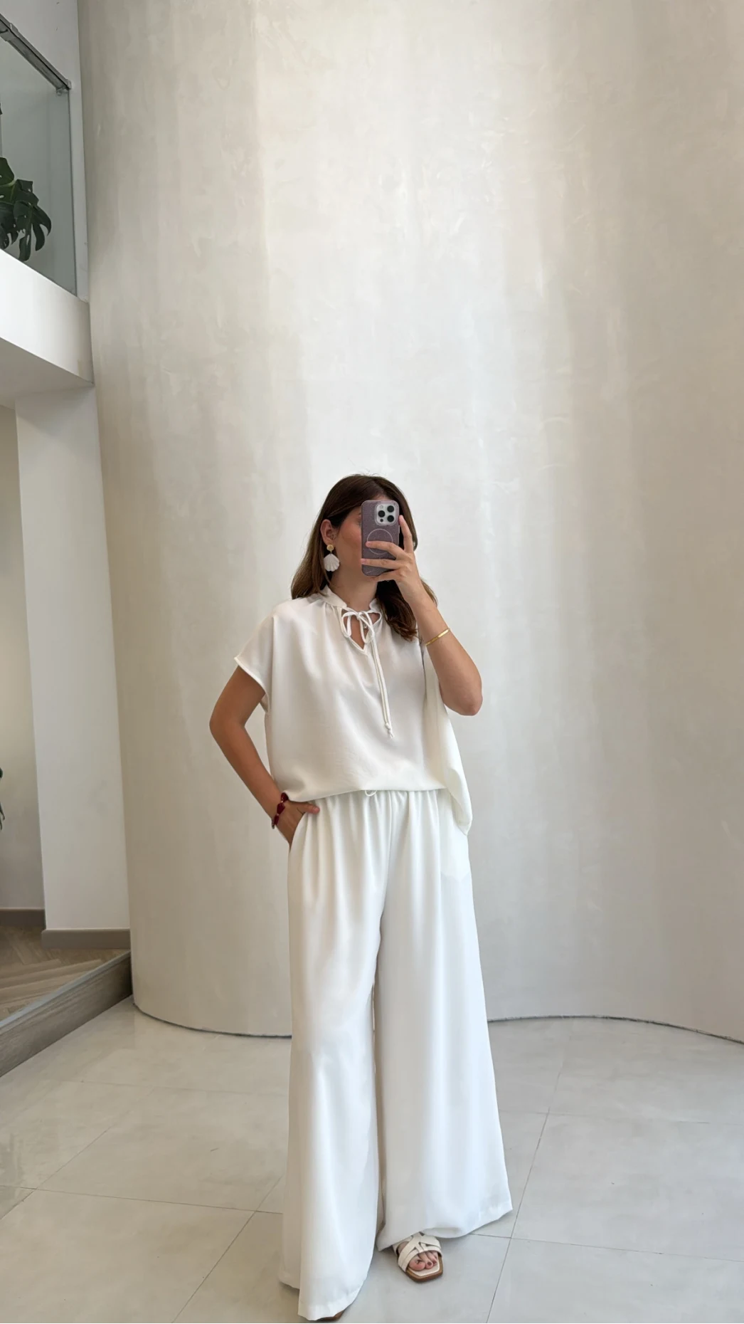 Pretty Bağlamalı Reglan Kol Takım - Beyaz - Kod: 9165