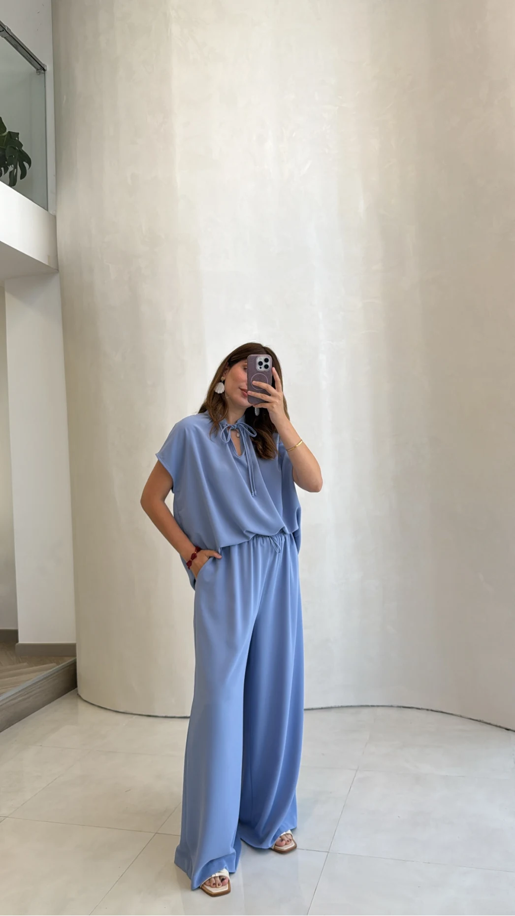 Pretty Bağlamalı Reglan Kol Takım - Mavi - Kod: 9165