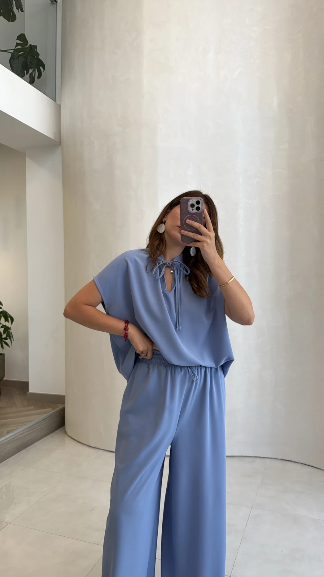 Pretty Bağlamalı Reglan Kol Takım - Mavi - Kod: 9165