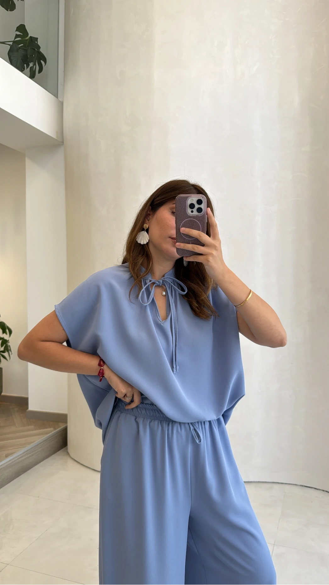 Pretty Bağlamalı Reglan Kol Takım - Mavi - Kod: 9165
