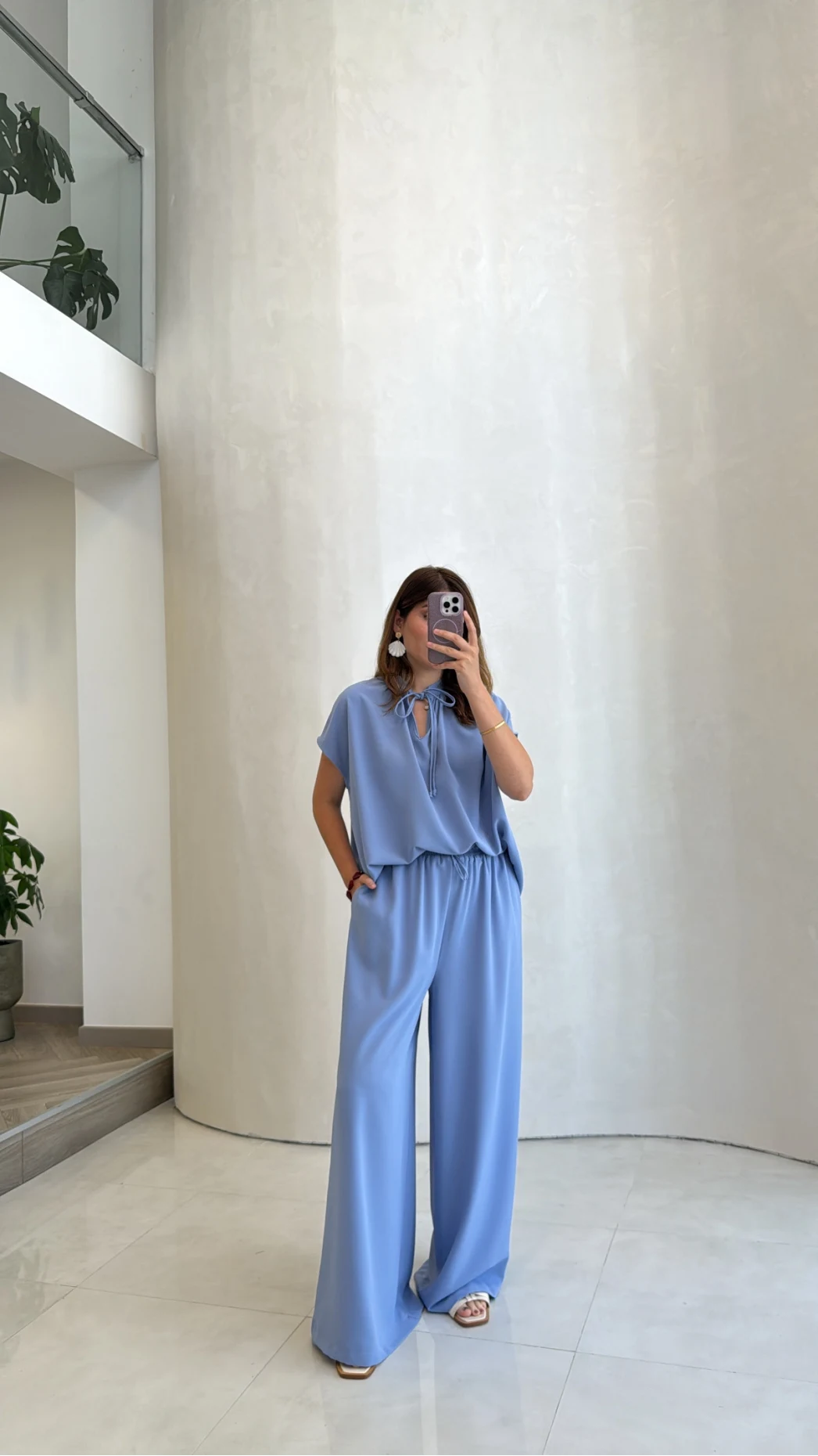 Pretty Bağlamalı Reglan Kol Takım - Mavi - Kod: 9165
