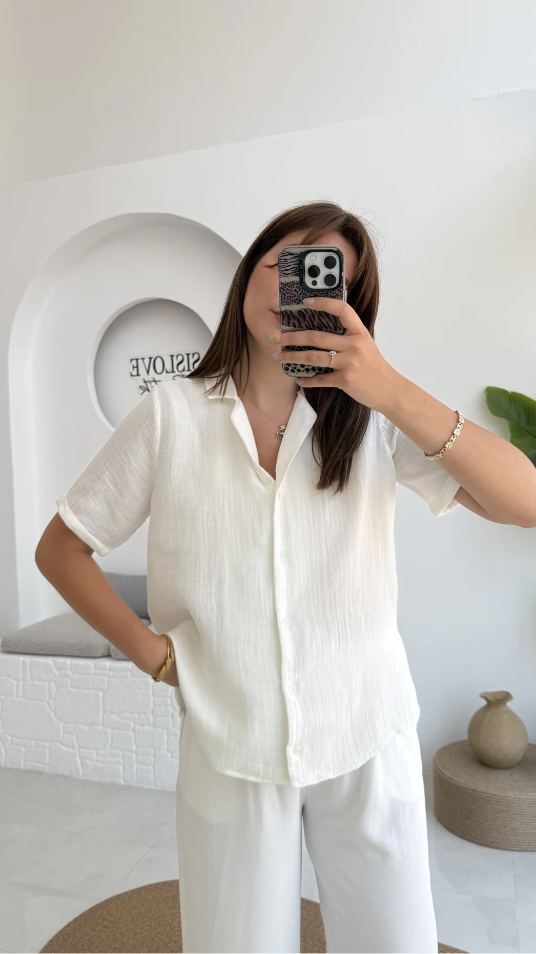 Puf Gömlek-2104-Ekru