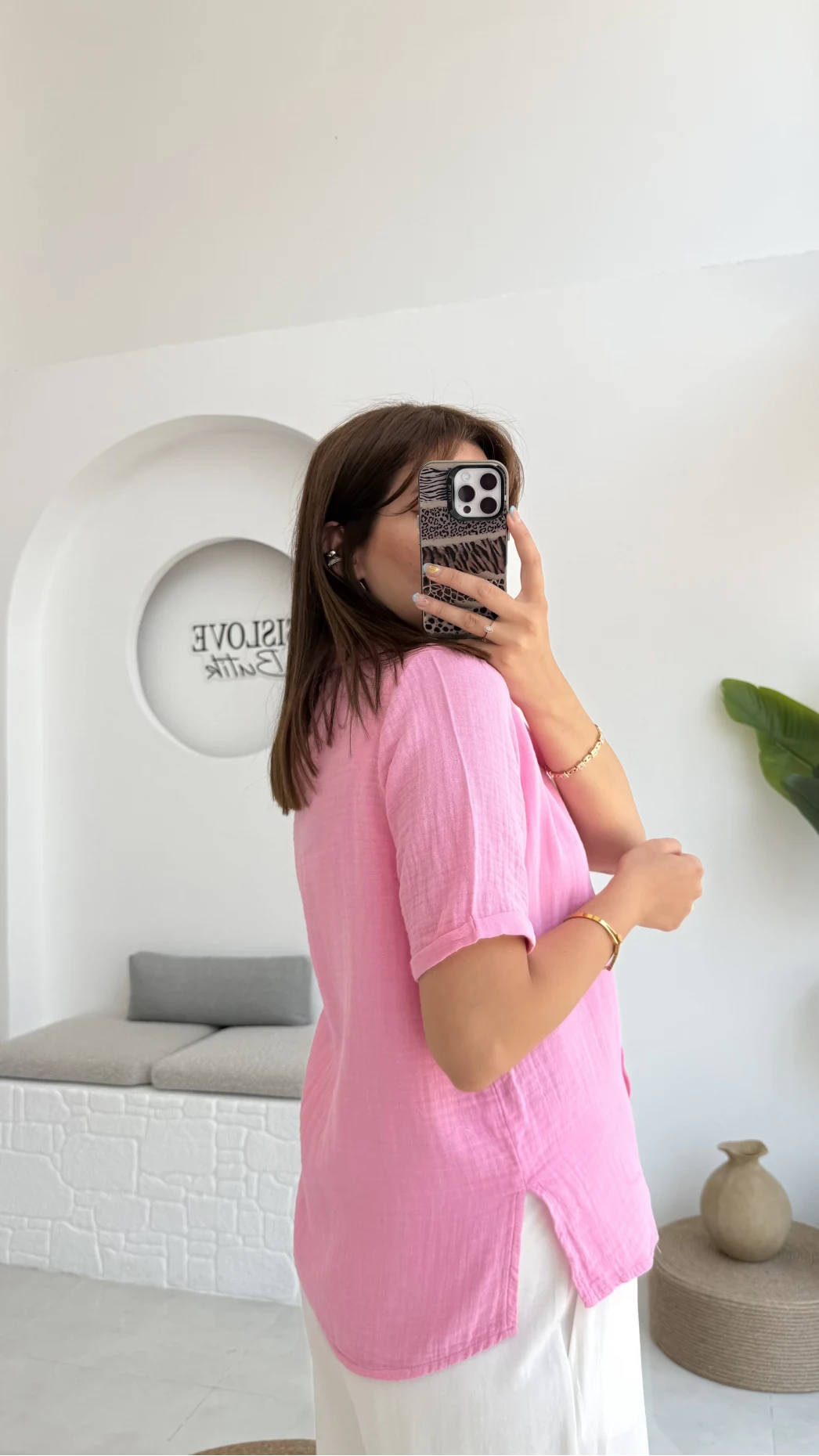 Puf Gömlek-2104-Şeker Pembesi