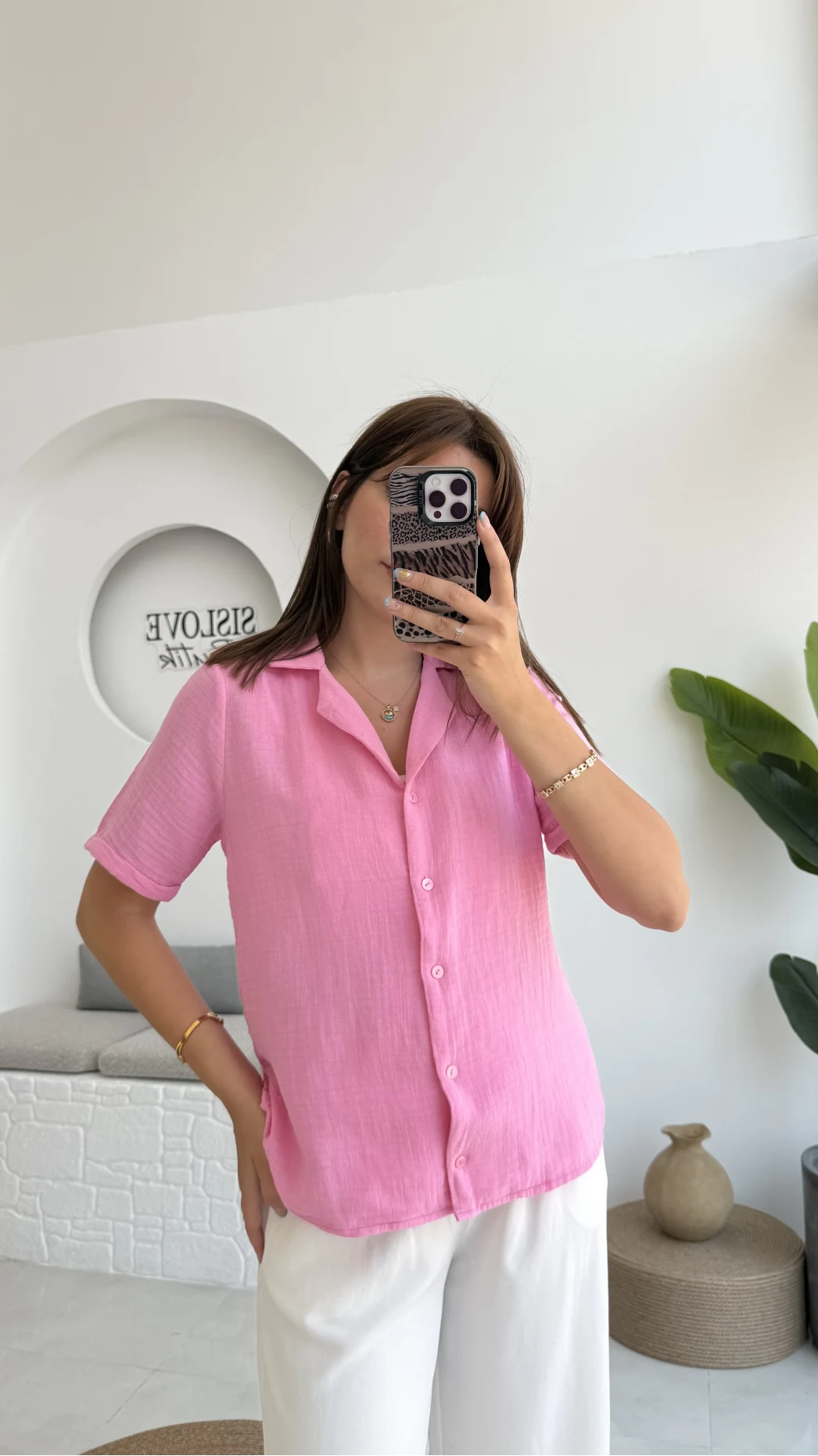 Puf Gömlek-2104-Şeker Pembesi