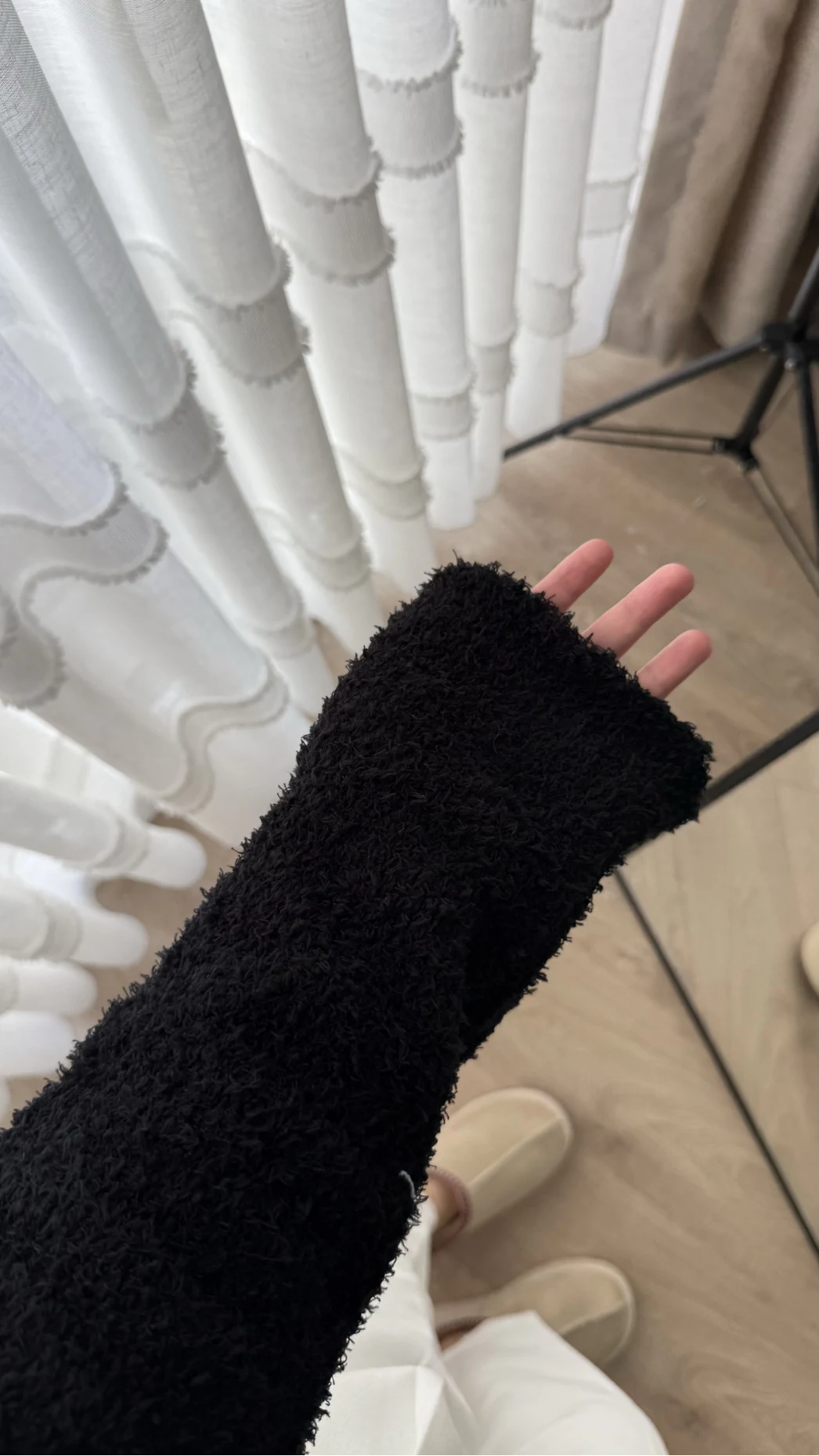 Puffy Kumaş Kayık Yaka Siyah