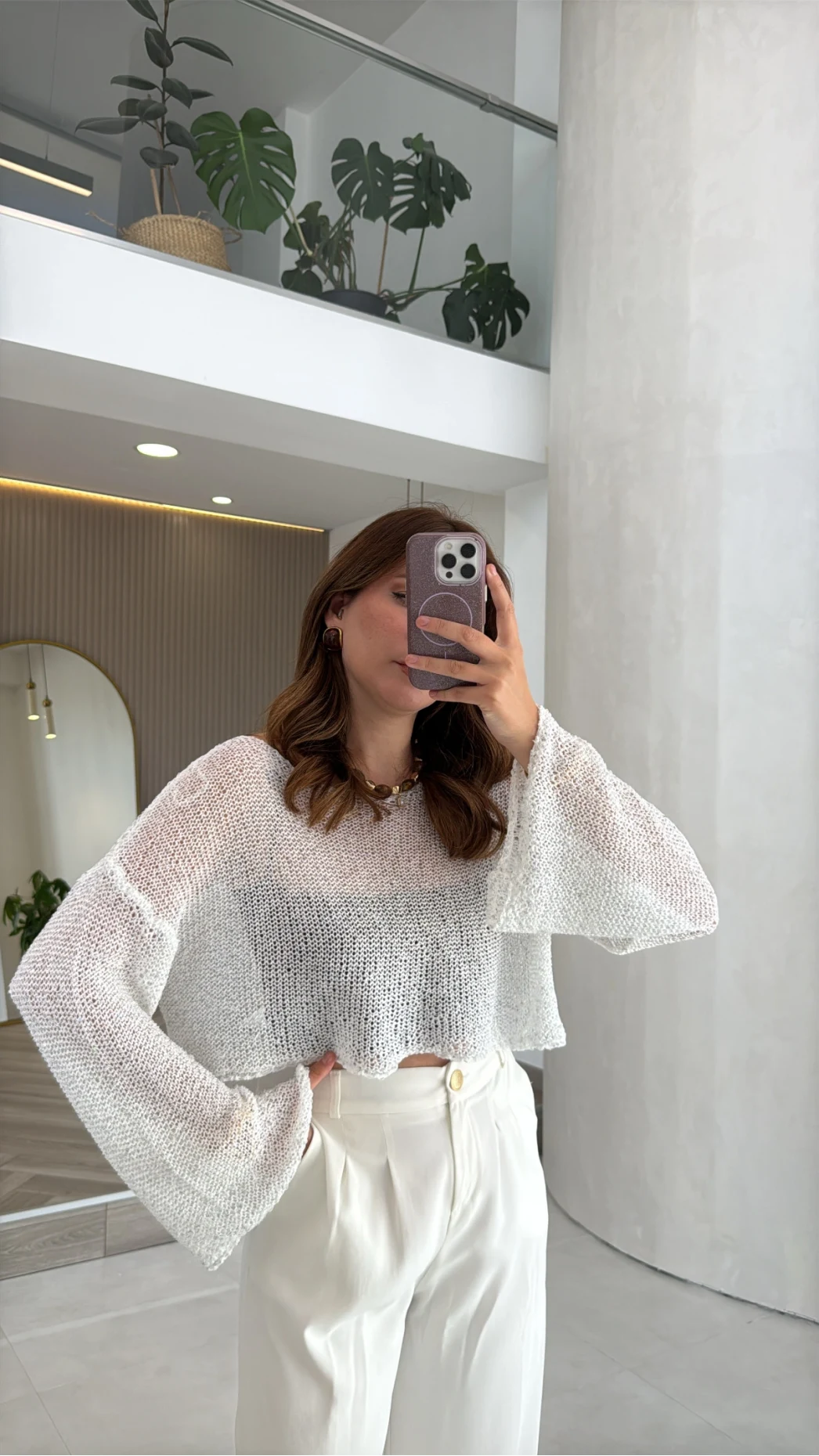 Pullu Kayık Yaka Crop Üst - Ekru - Kod: 2765