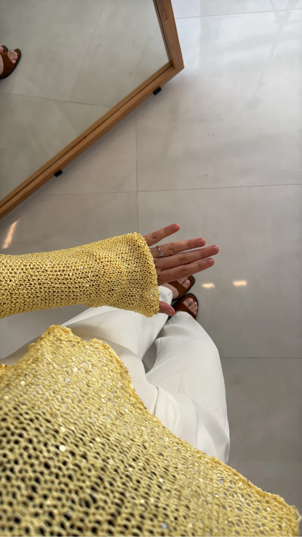 Pullu Kayık Yaka Crop Üst - Sarı - Kod: 2765