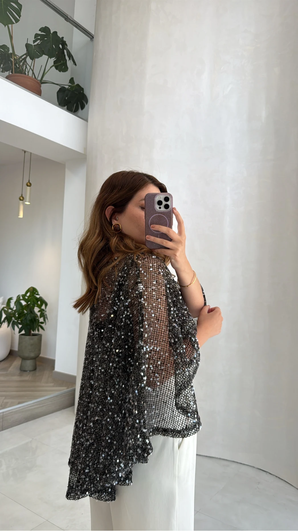 Pullu Pelerin Bluz - Siyah - Kod: 1119