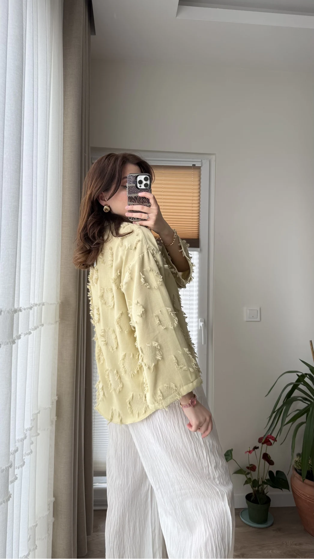 Püskül Detay Bağlamalı Gömlek Haki