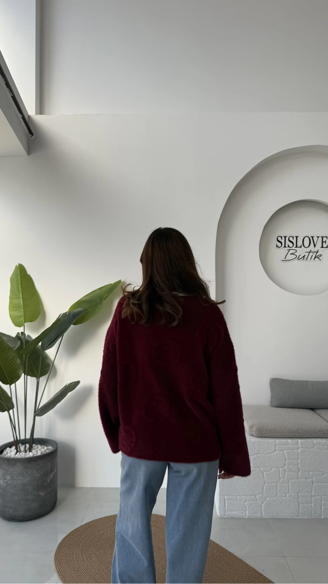 Püskül Yumoş Hırka - Bordo - Kod: 25030