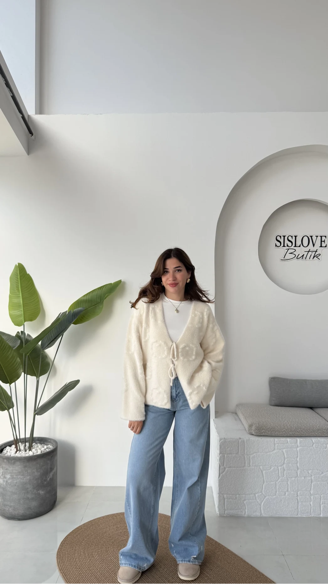 Püskül Yumoş Hırka - Ekru - Kod: 25030