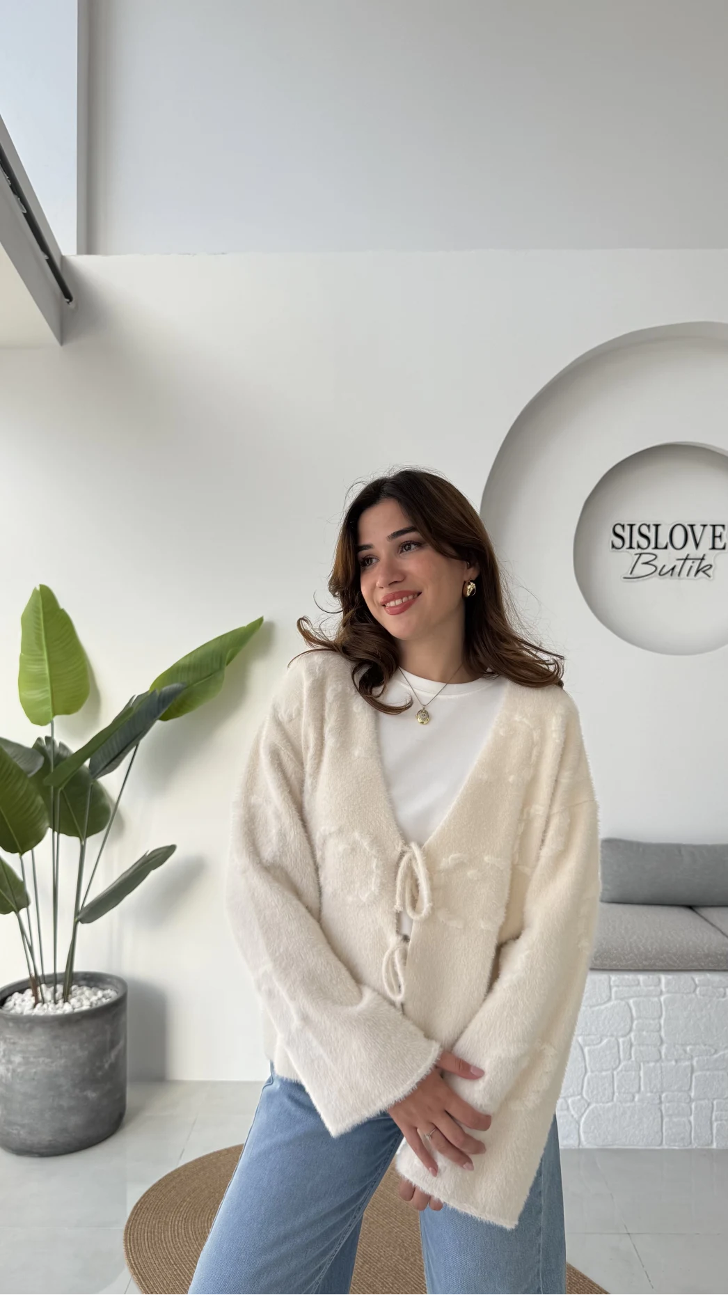 Püskül Yumoş Hırka - Ekru - Kod: 25030