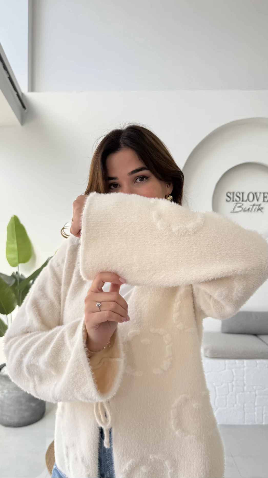 Püskül Yumoş Hırka - Ekru - Kod: 25030