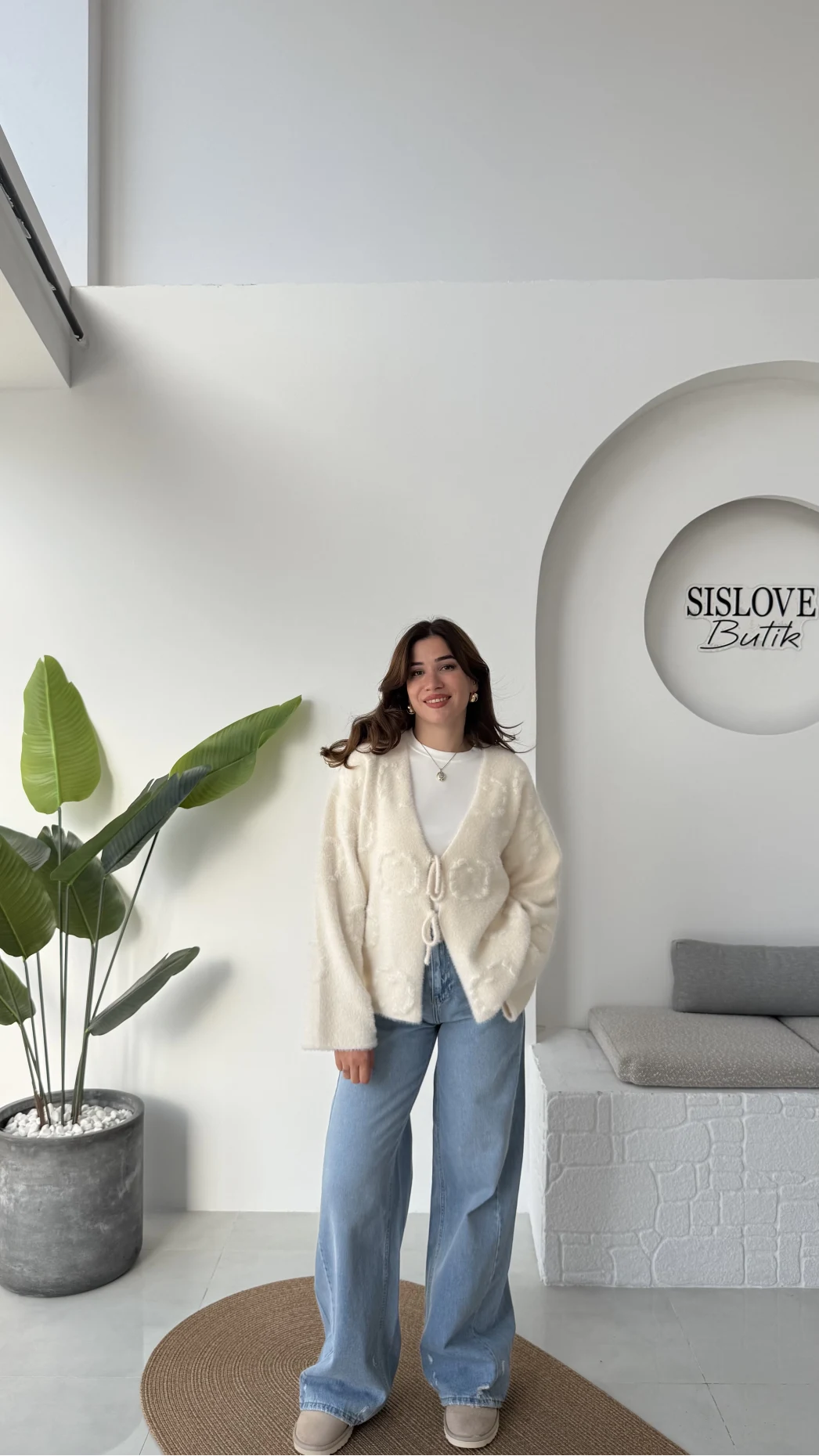 Püskül Yumoş Hırka - Ekru - Kod: 25030