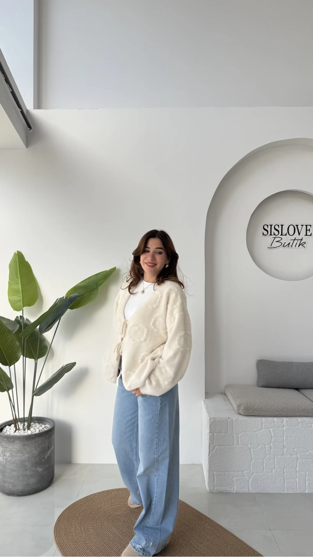 Püskül Yumoş Hırka - Ekru - Kod: 25030