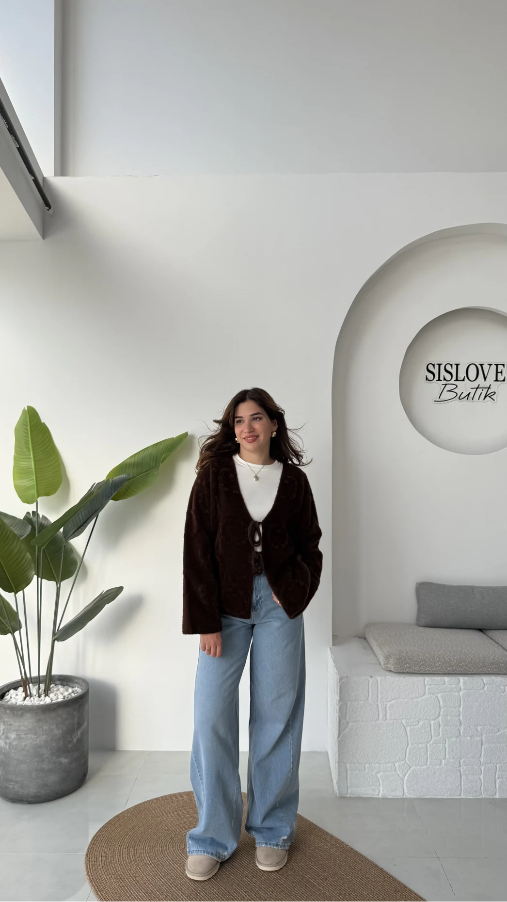 Püskül Yumoş Hırka - Kahve - Kod: 25030