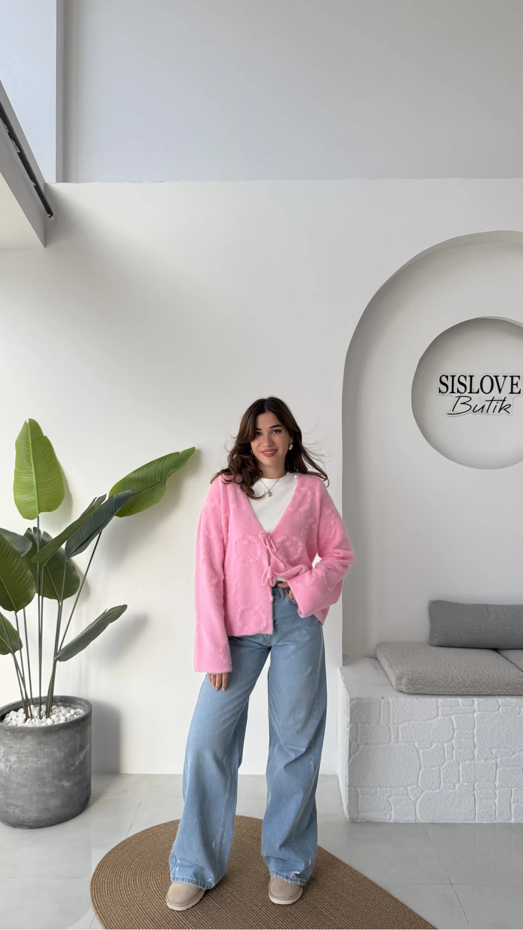 Püskül Yumoş Hırka - Pembe - Kod: 25030