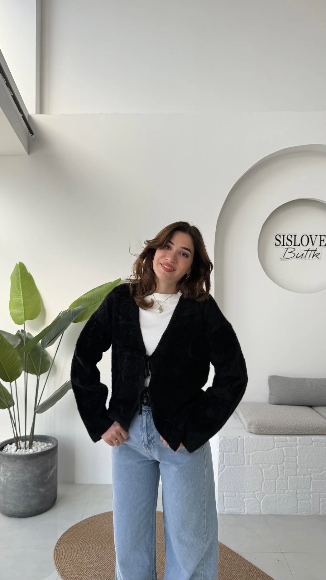 Püskül Yumoş Hırka - Siyah - Kod: 25030