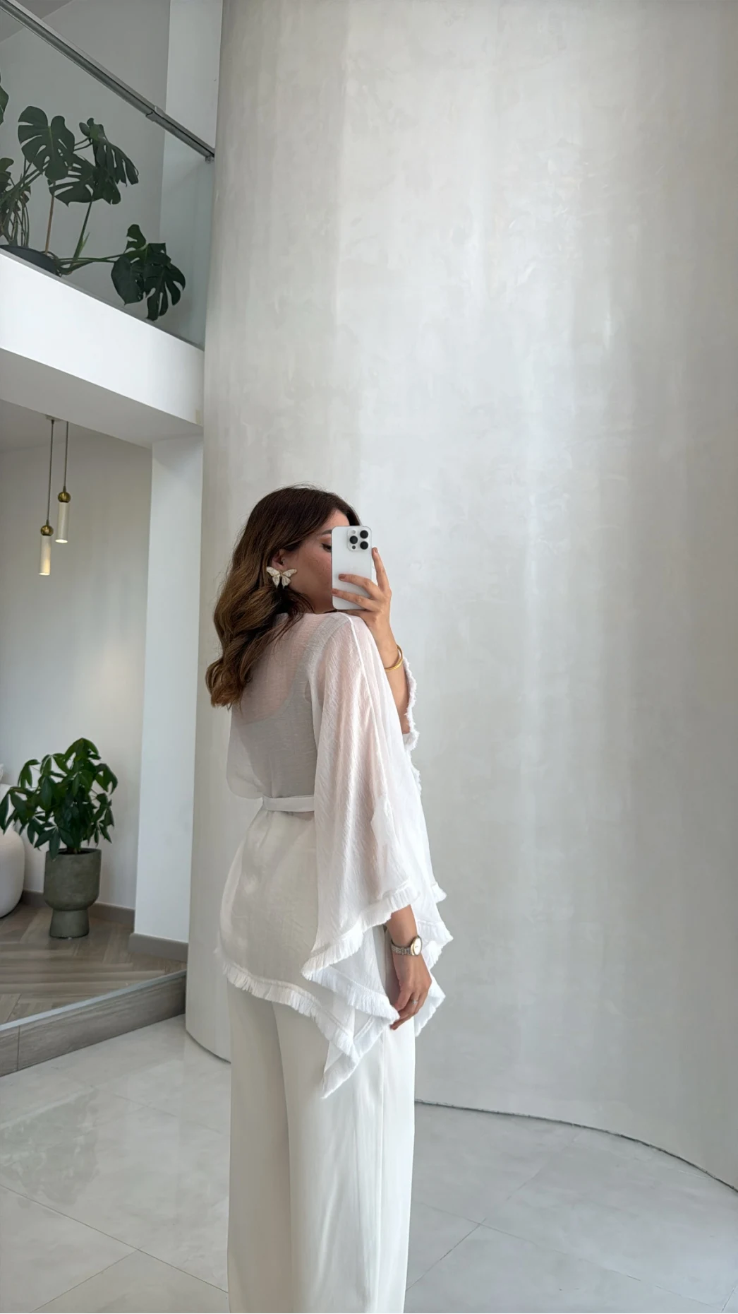 Püsküllü Kimono - Beyaz - Kod: 5101