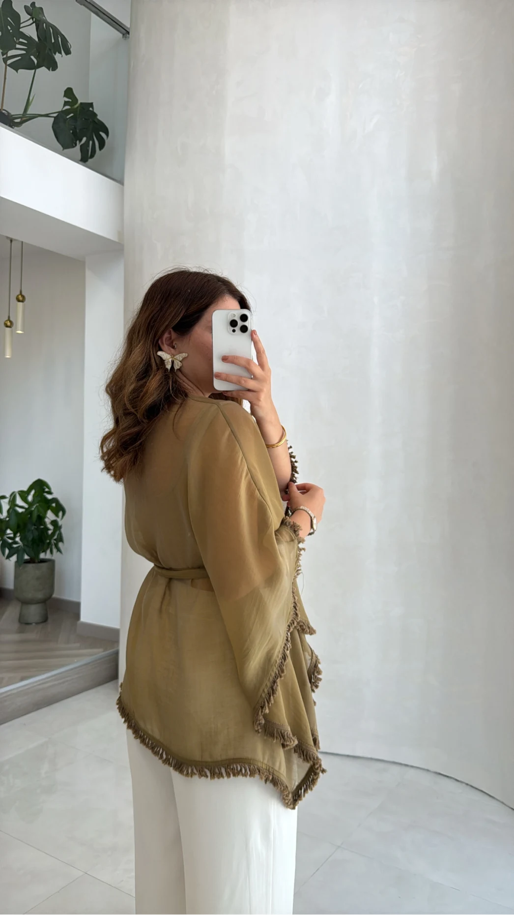 Püsküllü Kimono - Olive - Kod: 5101