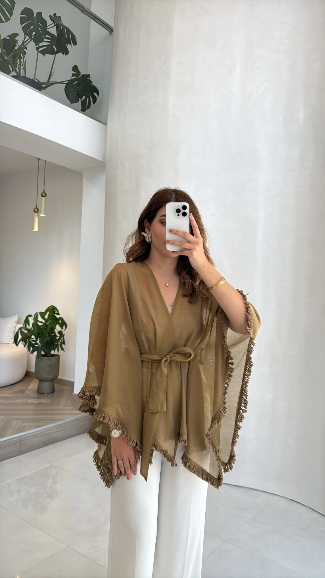 Püsküllü Kimono - Olive - Kod: 5101