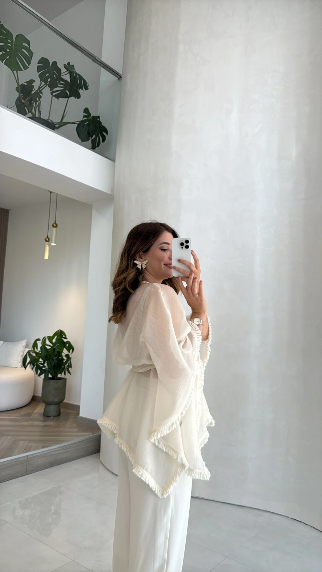 Püsküllü Kimono - Taş - Kod: 5101