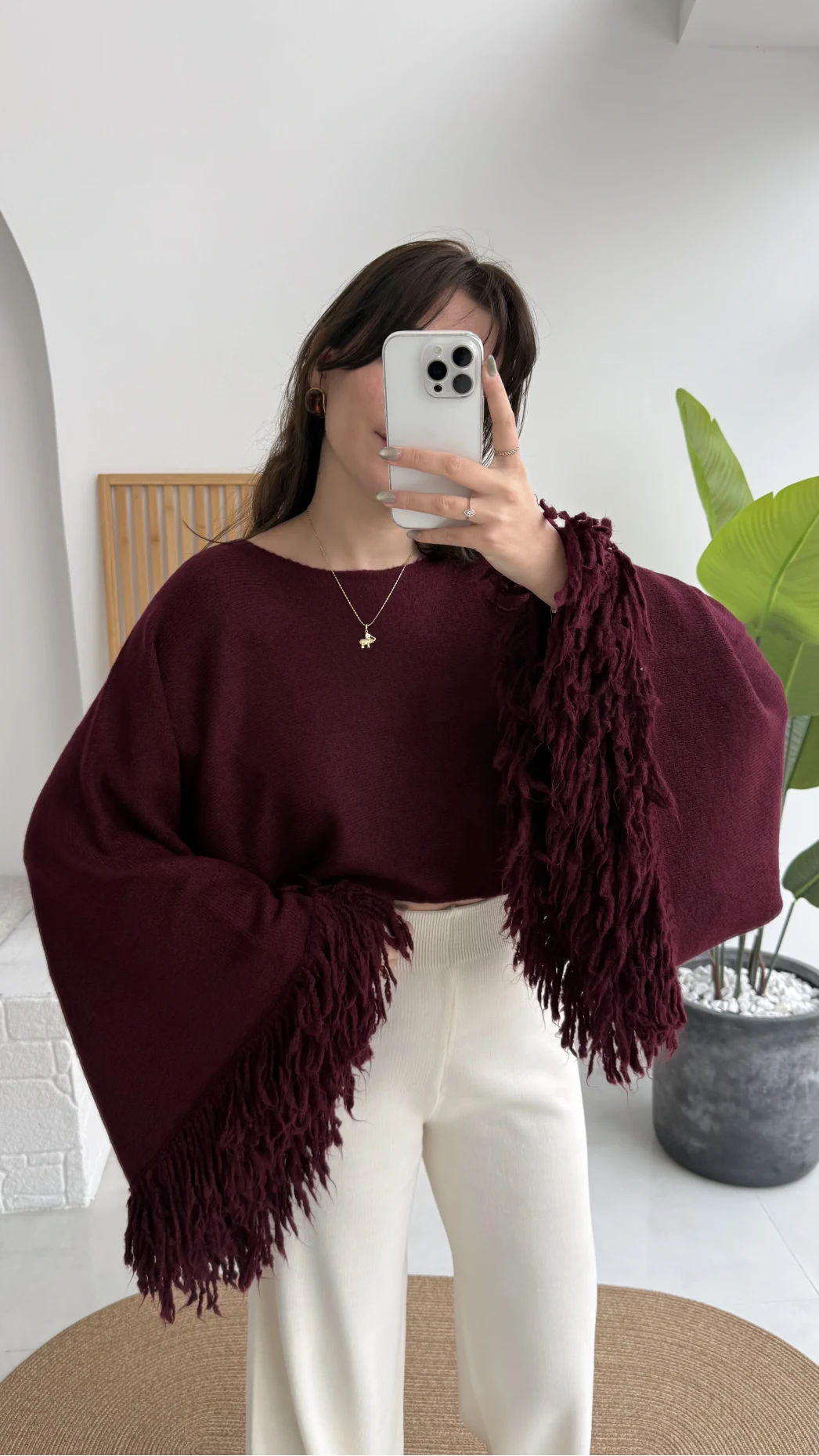 Püsküllü Panço - Bordo