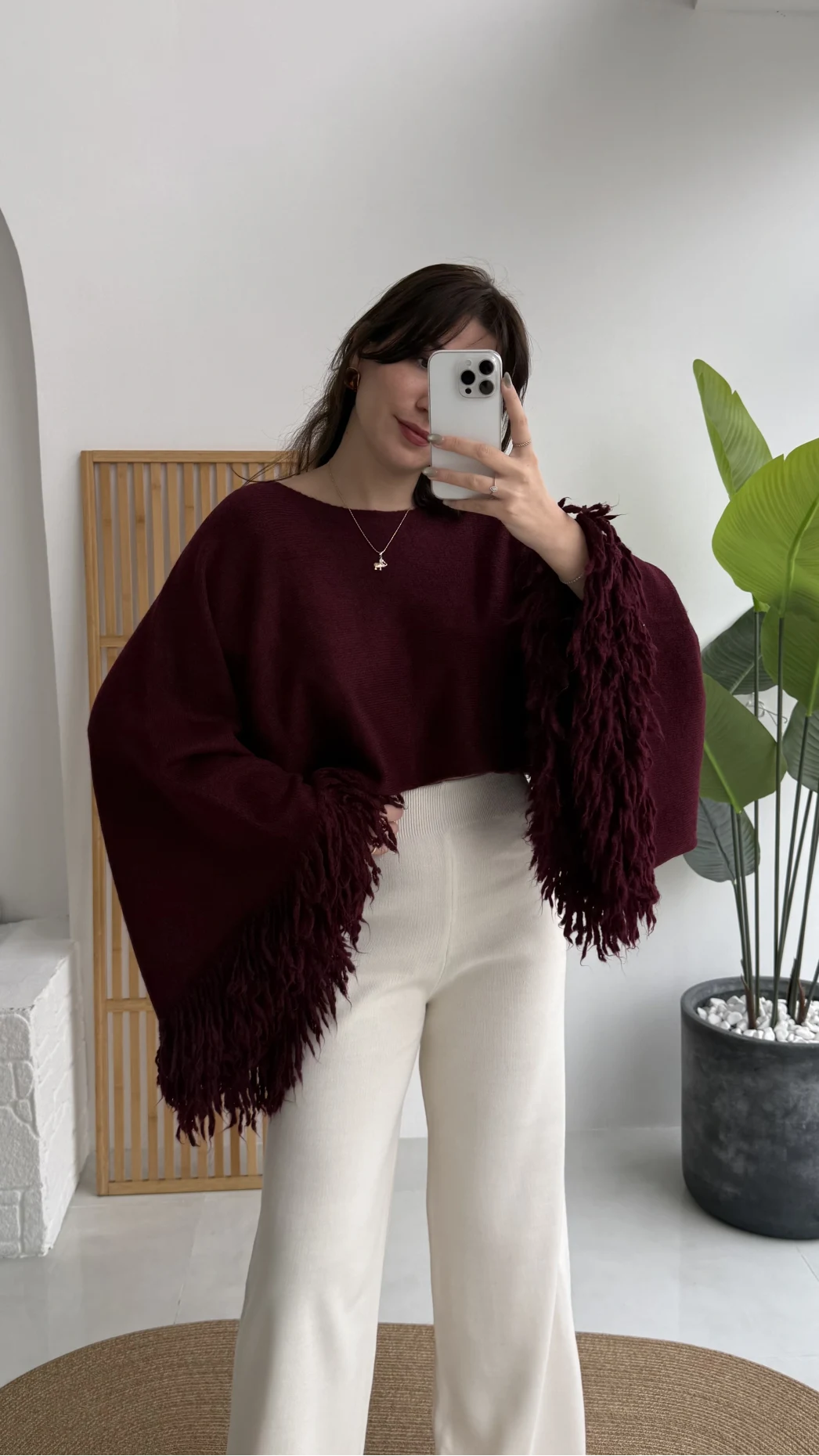 Püsküllü Panço - Bordo