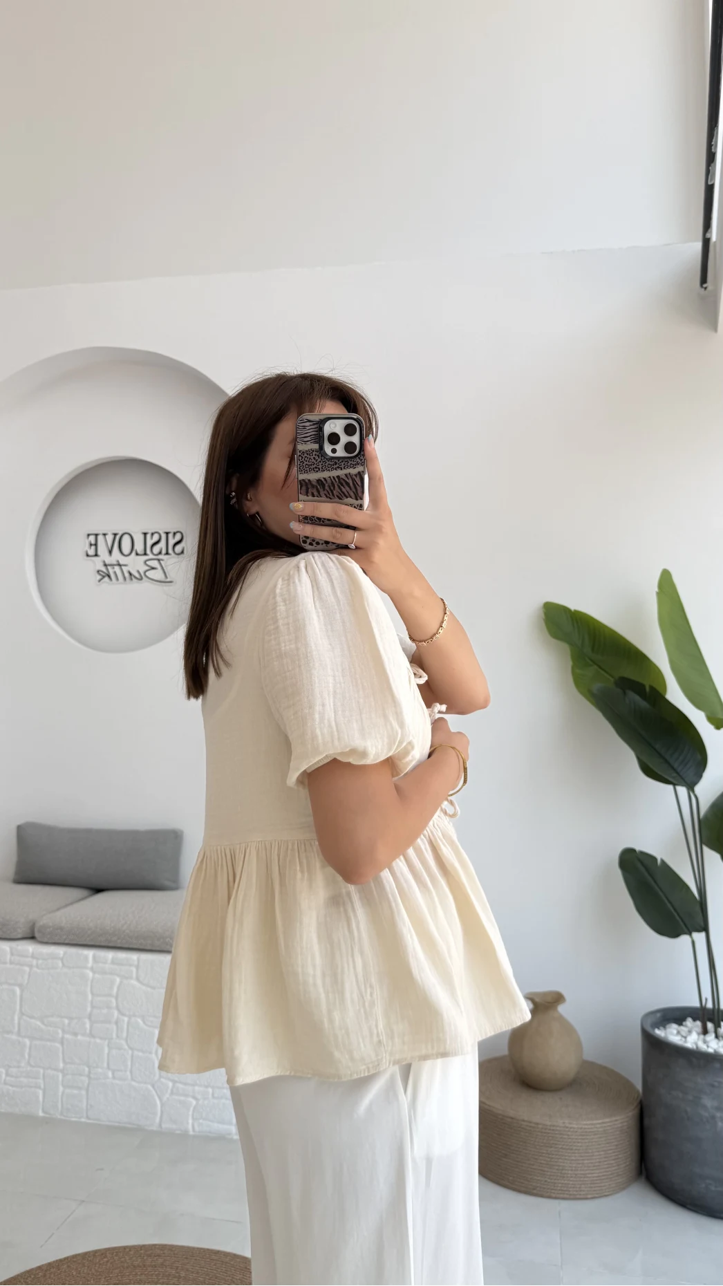 Rachel Bağlamalı Bluz Müslin Kumaş Krem - 1024