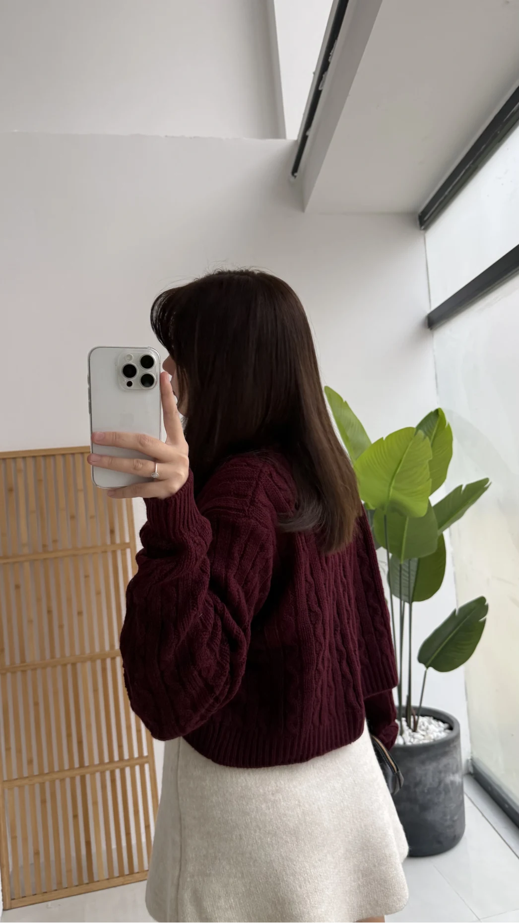 Rachel Gold Düğme Detay Crop Hırka - Bordo