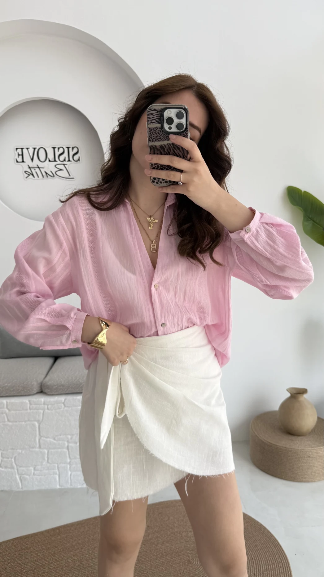 Raffaella Pembe Tül Gömlek