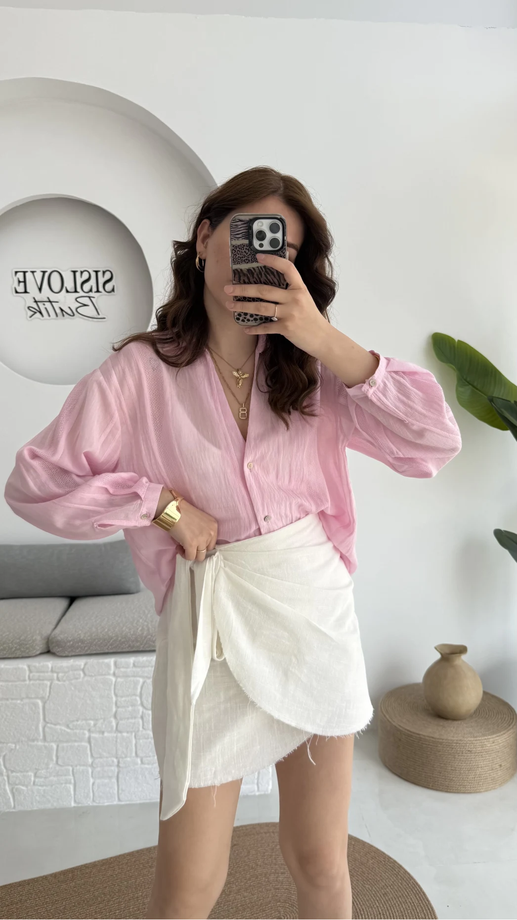 Raffaella Pembe Tül Gömlek