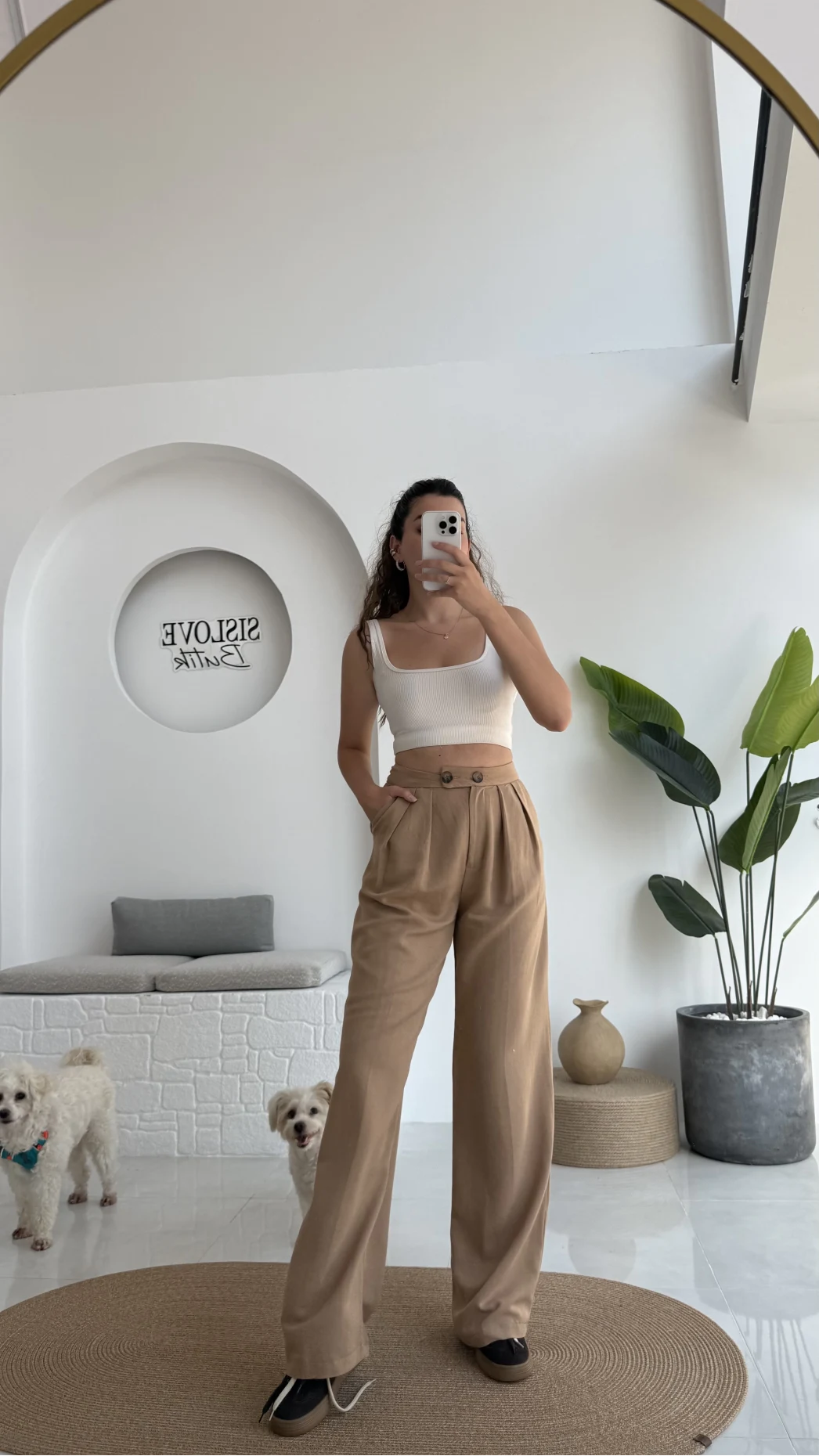 Rain Viskon Keten Pantolon - Camel - 50467