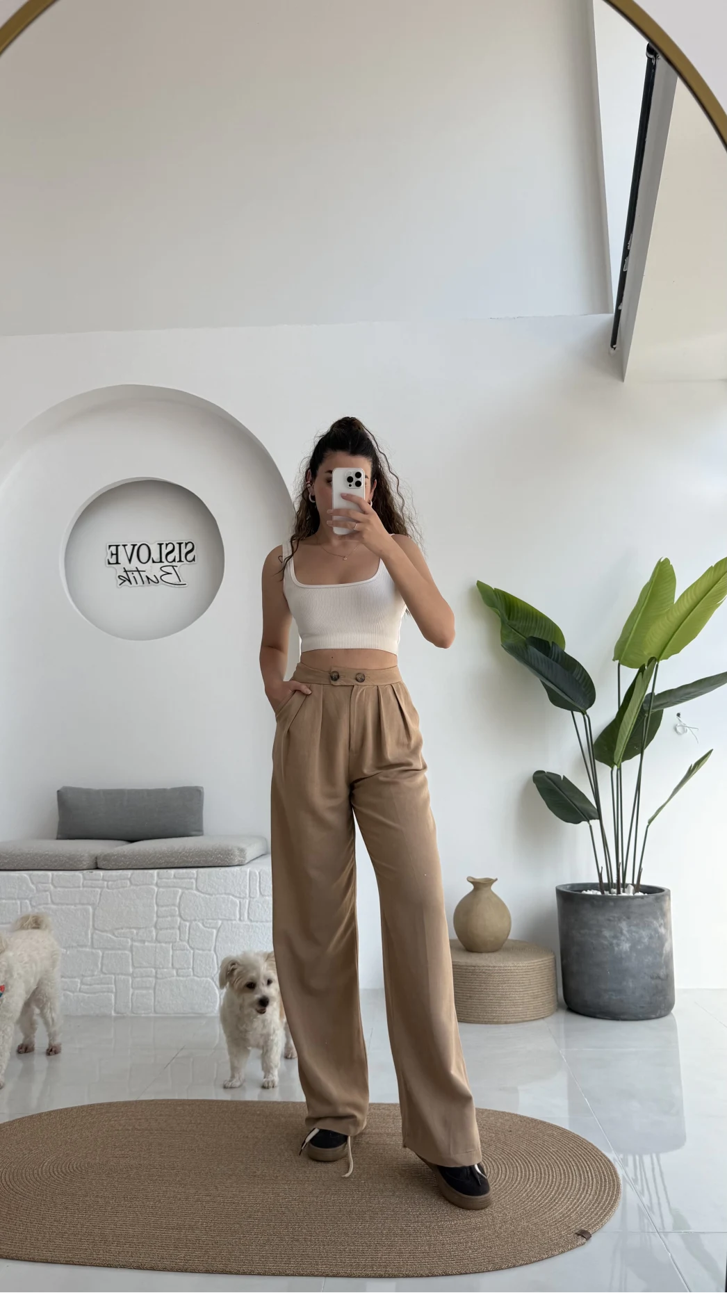 Rain Viskon Keten Pantolon - Camel - 50467