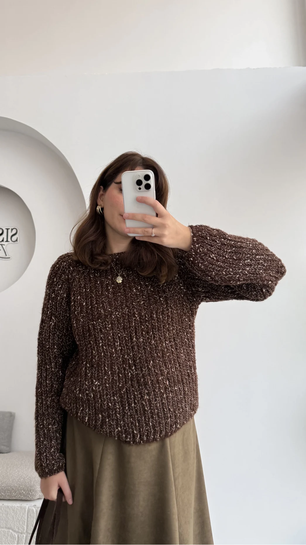 Reglan Kol Triko Kazak Kahverengi
