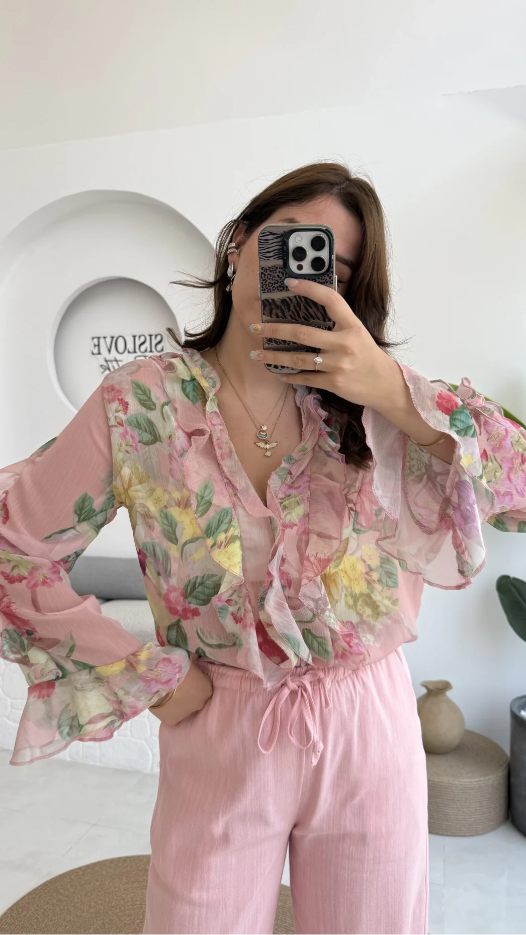 Renkli Şifon Gömlek