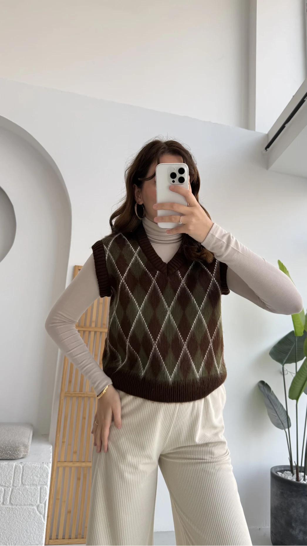 Rivora V Yaka Süveter - Acı Kahve