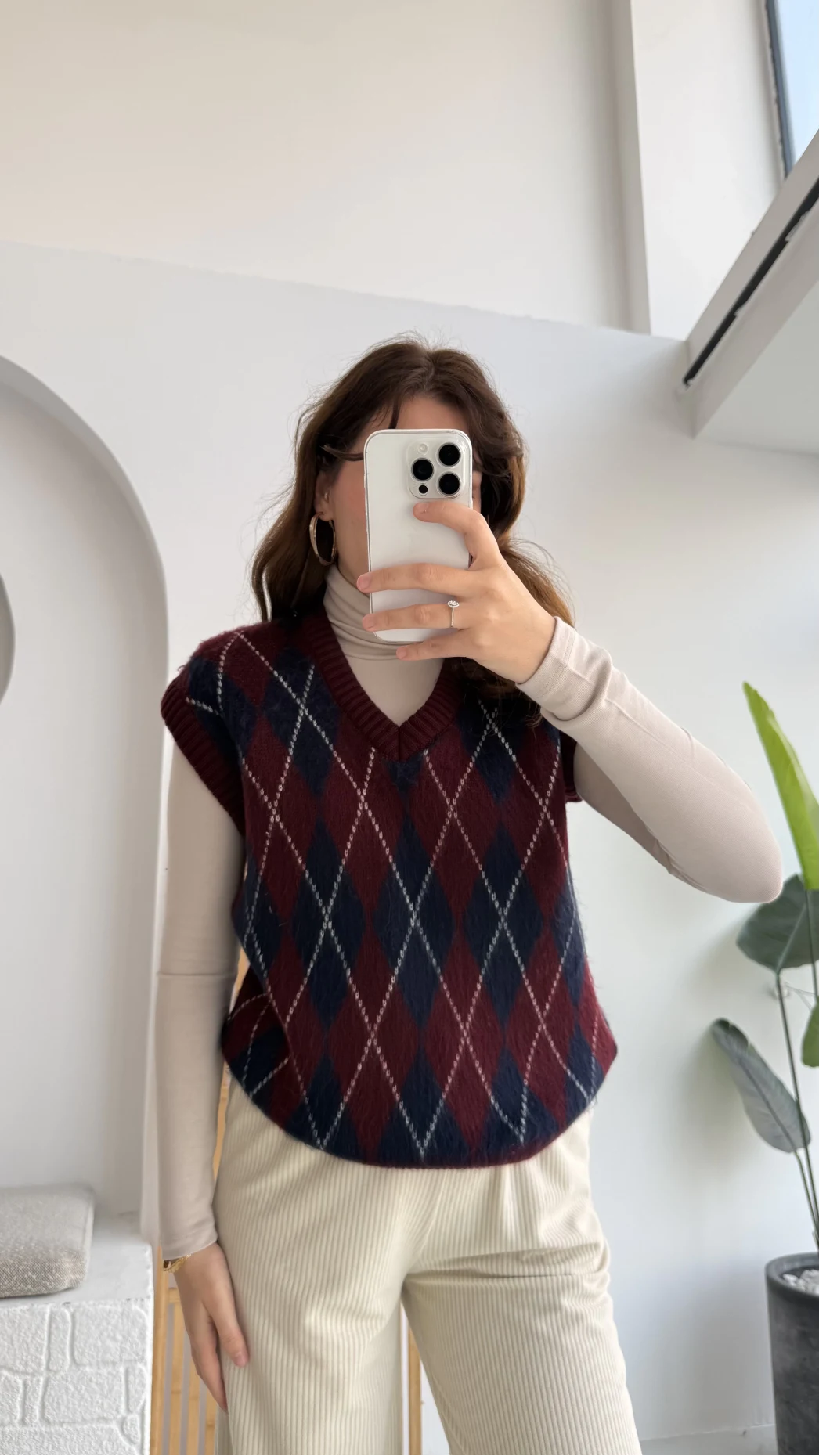 Rivora V Yaka Süveter - Bordo