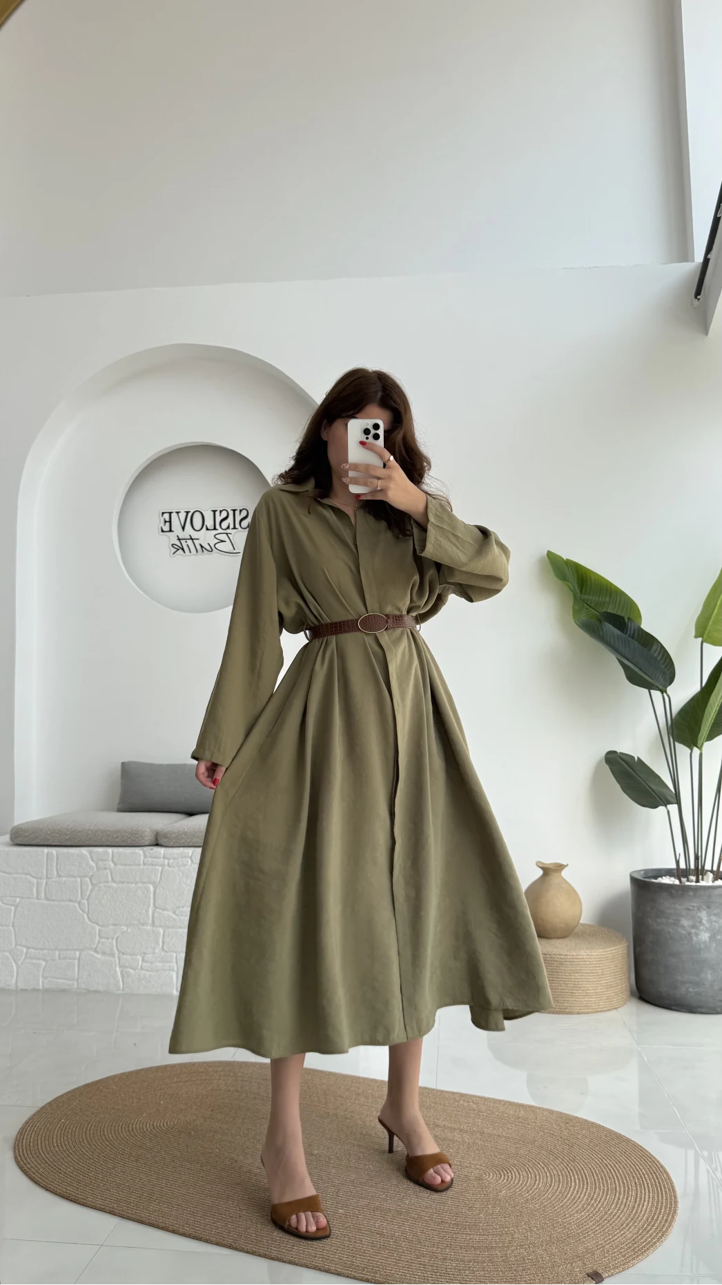 Roar Kemerli Gömlek Elbise - 3270 - Haki