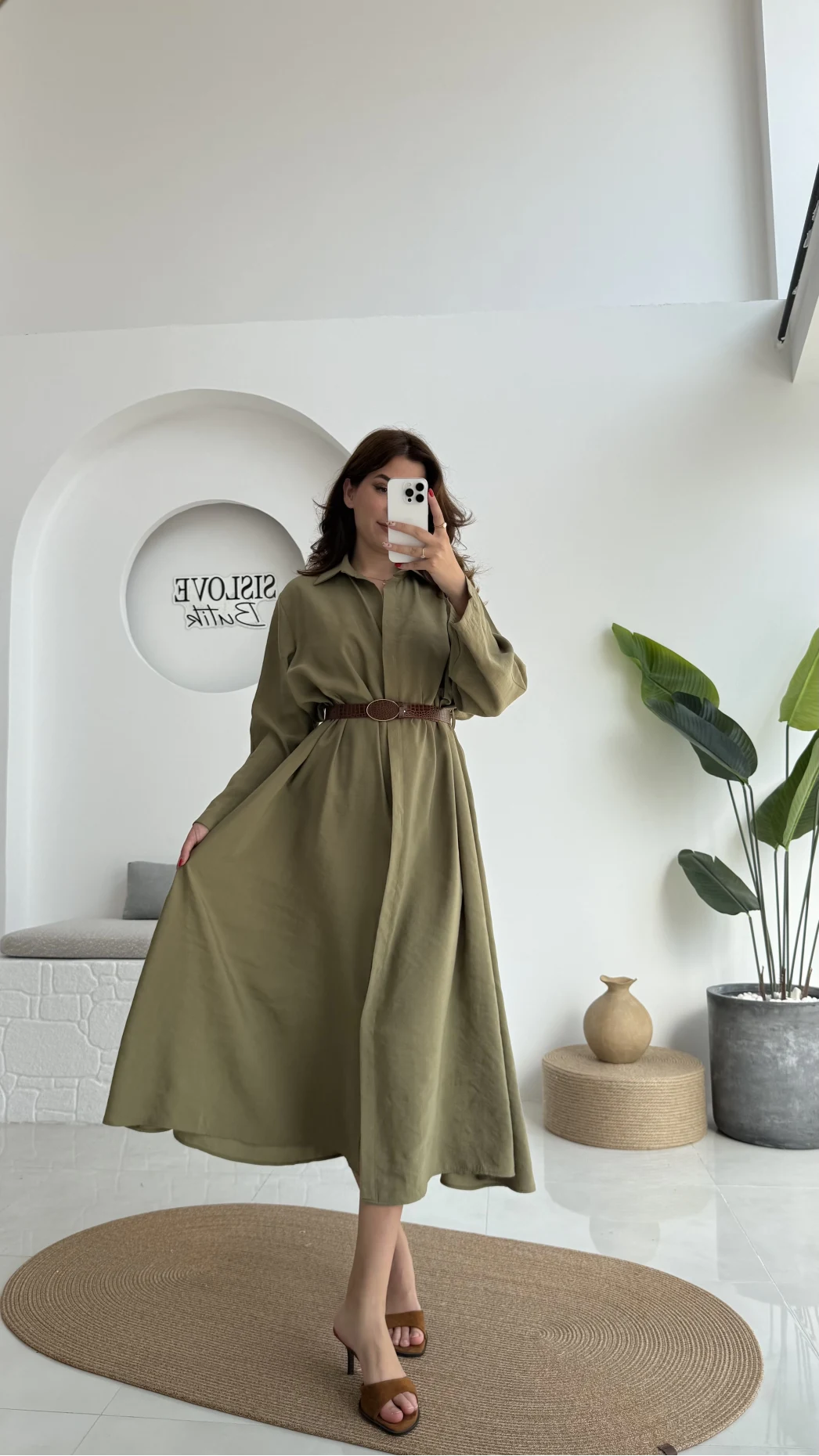 Roar Kemerli Gömlek Elbise - 3270 - Haki