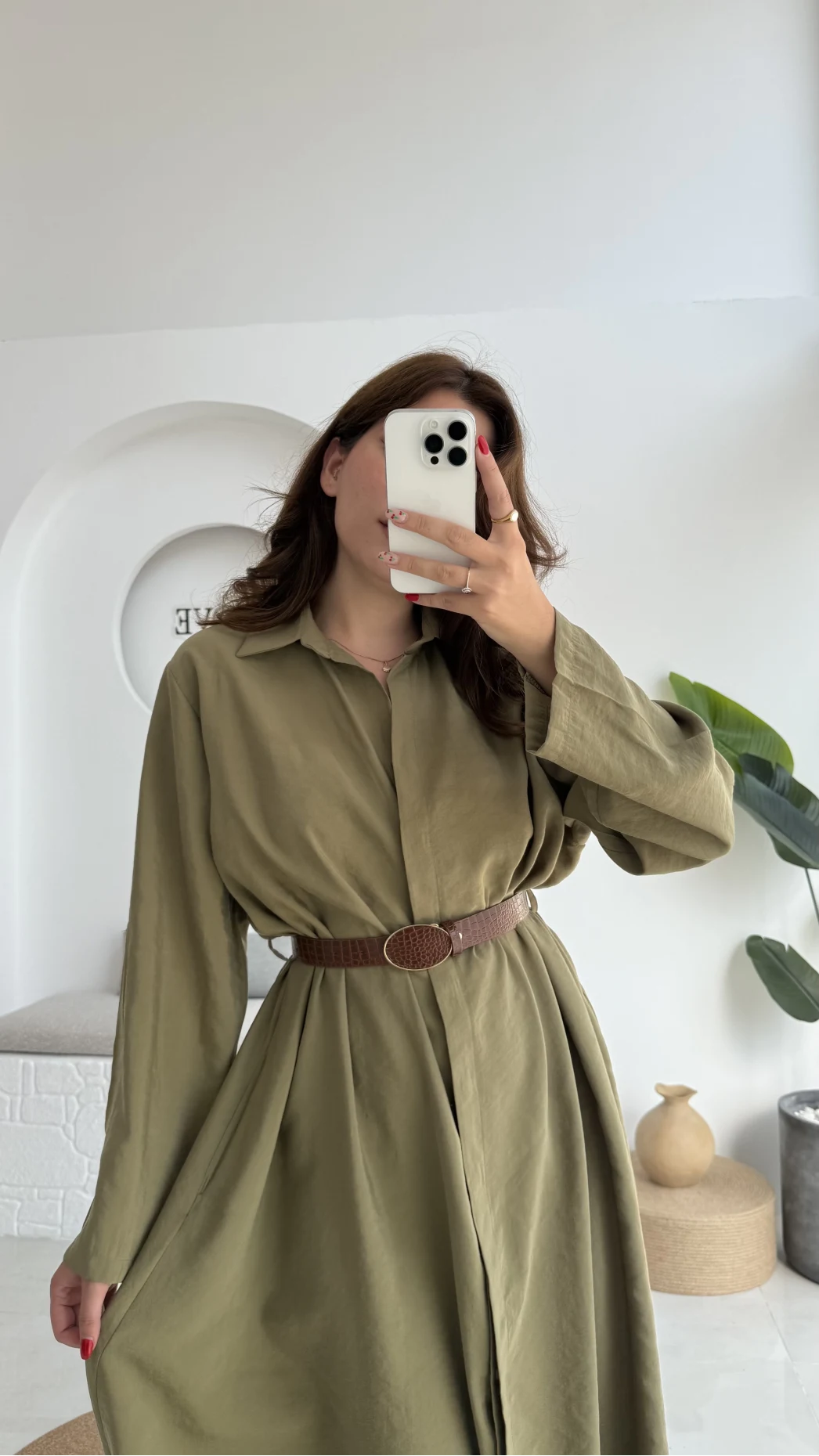 Roar Kemerli Gömlek Elbise - 3270 - Haki