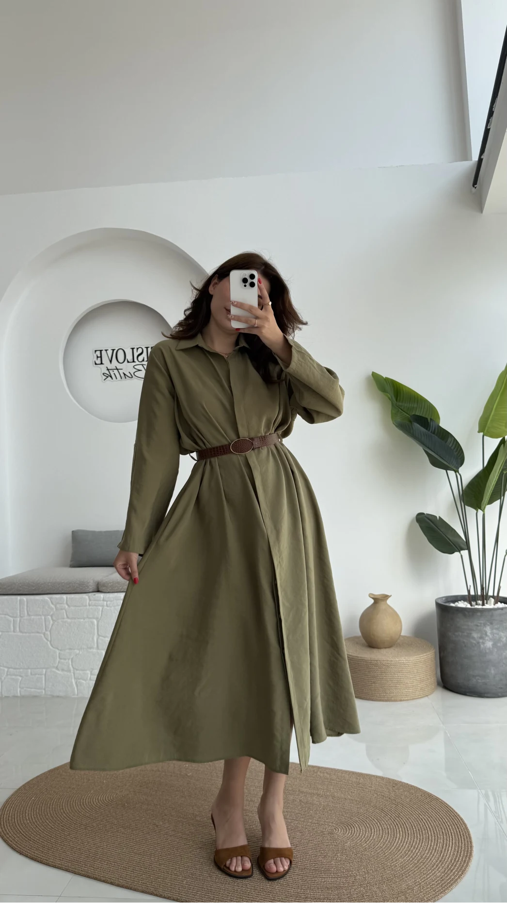 Roar Kemerli Gömlek Elbise - 3270 - Haki