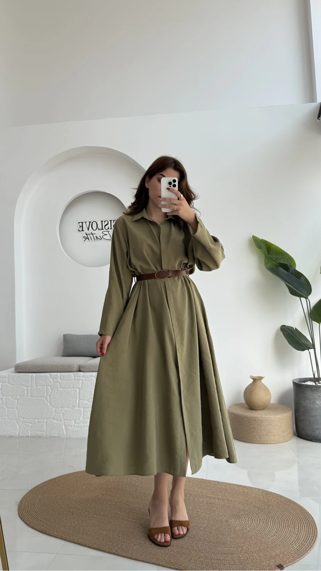 Roar Kemerli Gömlek Elbise - 3270 - Haki