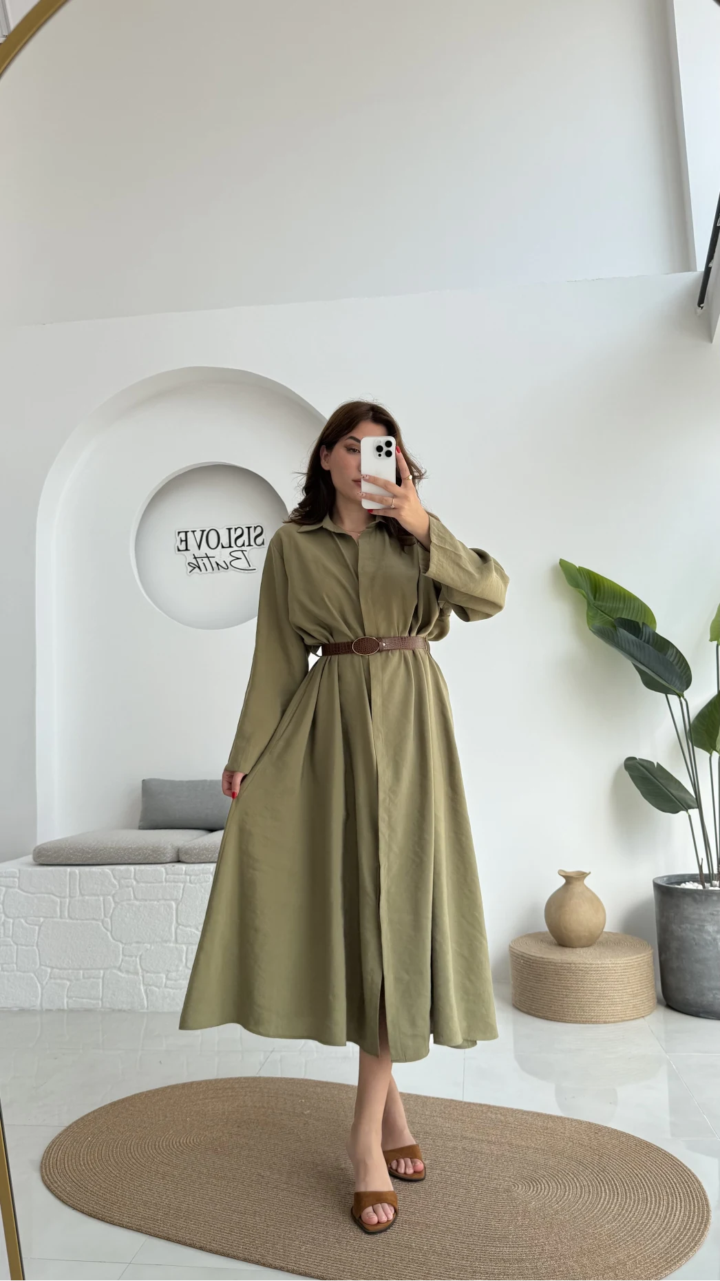 Roar Kemerli Gömlek Elbise - 3270 - Haki