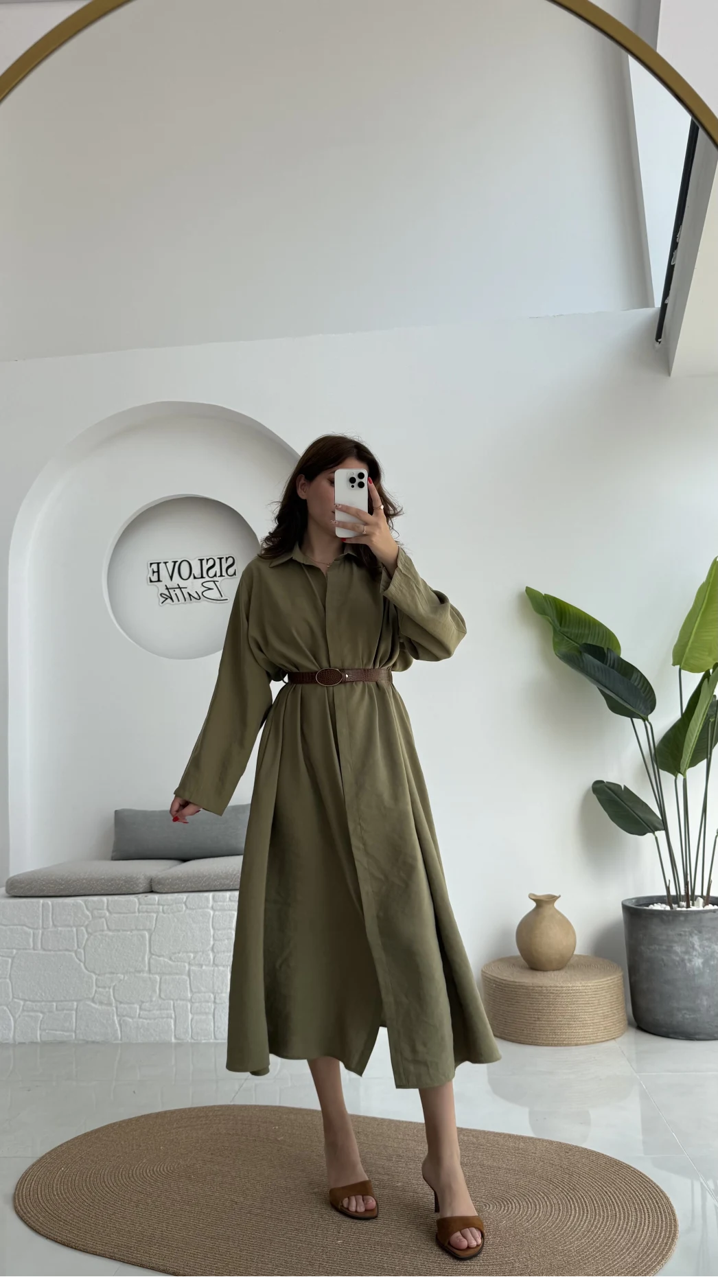 Roar Kemerli Gömlek Elbise - 3270 - Haki