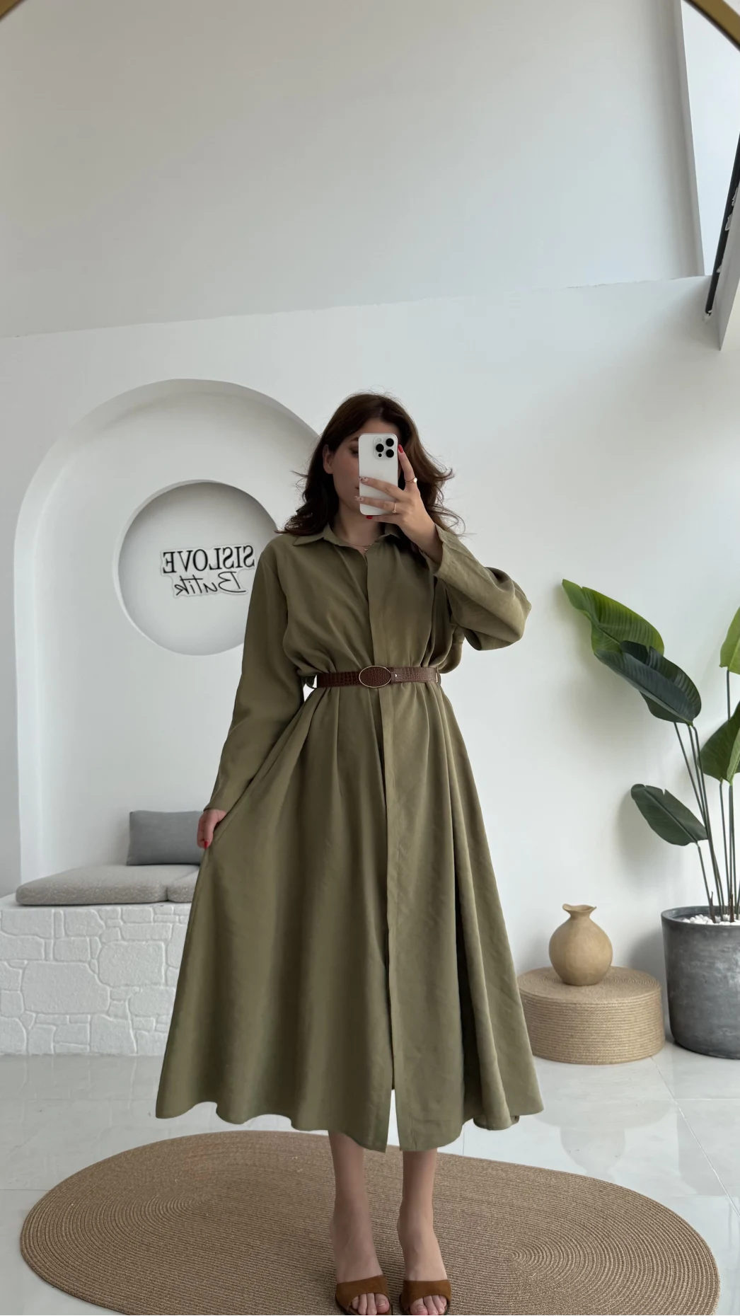 Roar Kemerli Gömlek Elbise - 3270 - Haki