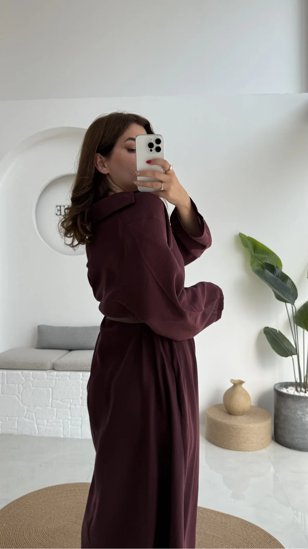 Roar Kemerli Gömlek Elbise - 3270 - Mürdüm